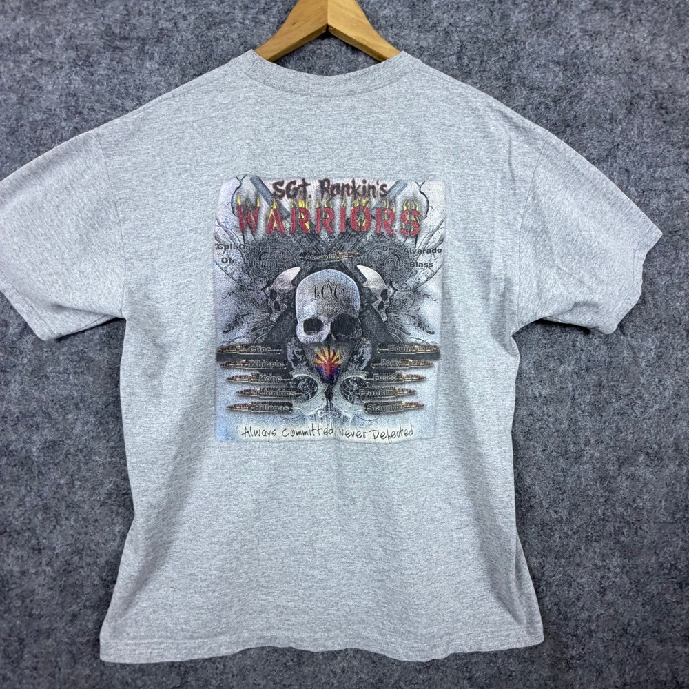 Sgt Rankins Warriors Arizona Skull Port and Company T-Shirt Mens Large Gray Tee